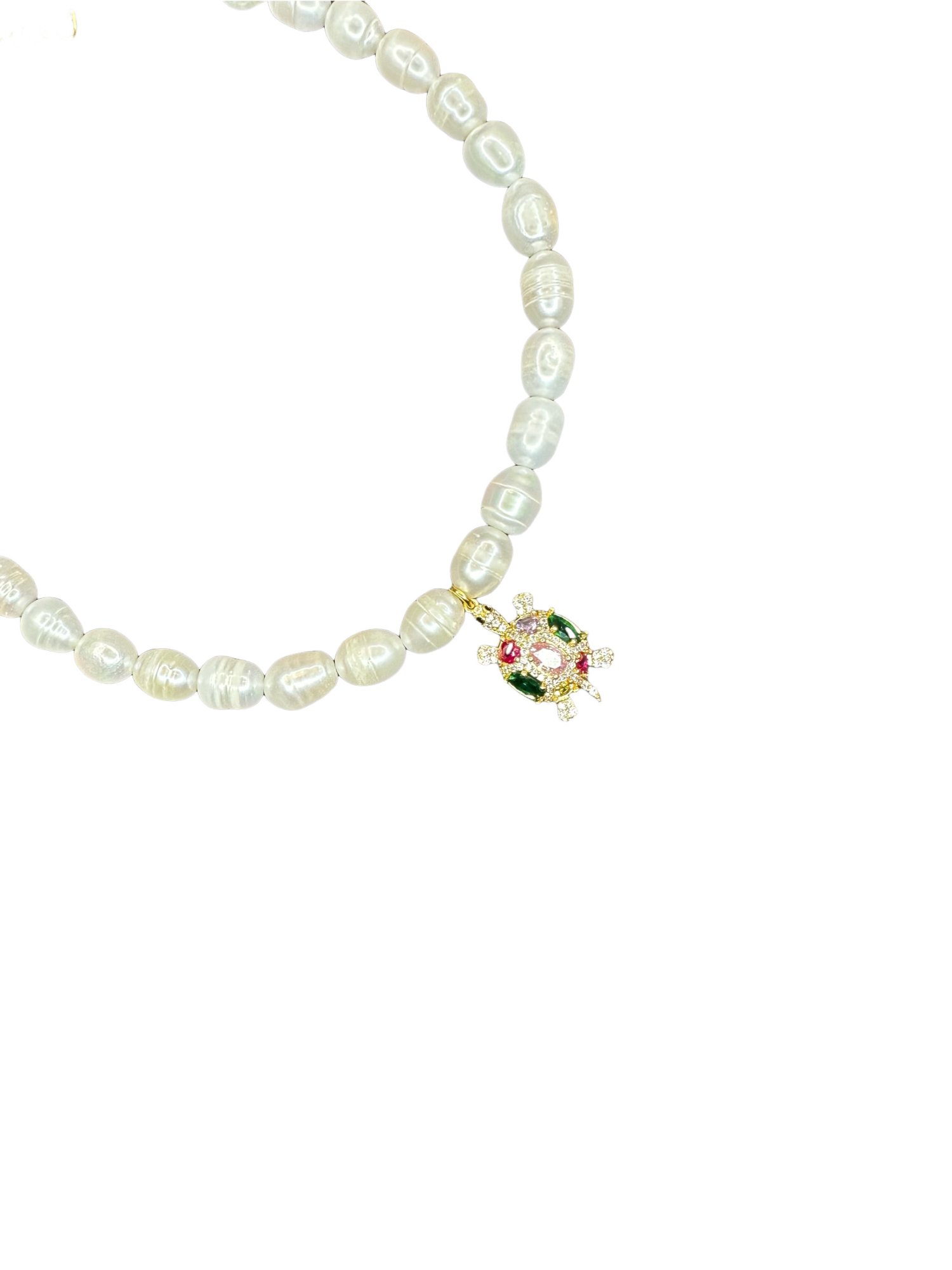 Collar de tortuga con perlas