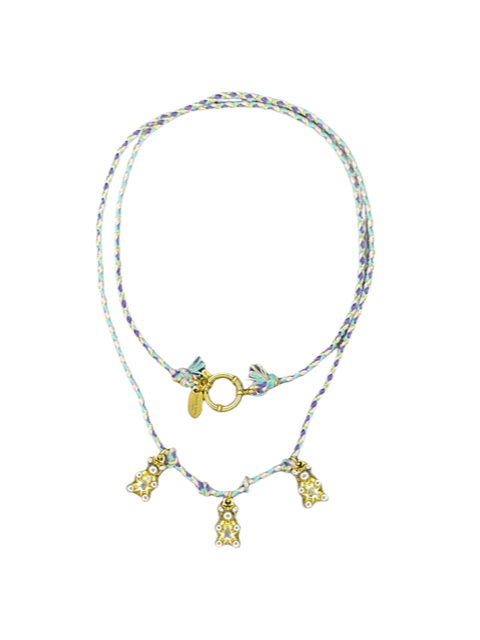 Collar de cordón con osito de peluche
